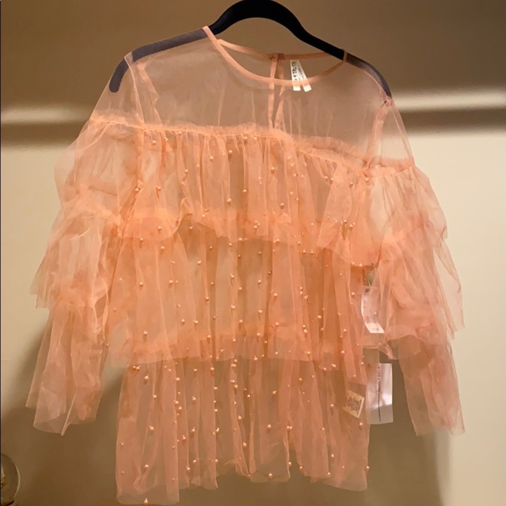 Pearl Mesh Tiered Blouse